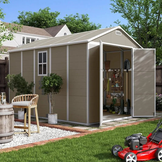 Outdoor Storages Shed,Plastic Garden Sheds for Bike,Tool,Outside Sheds & Outdoor Resin Shed with Lockable Door for Backyard