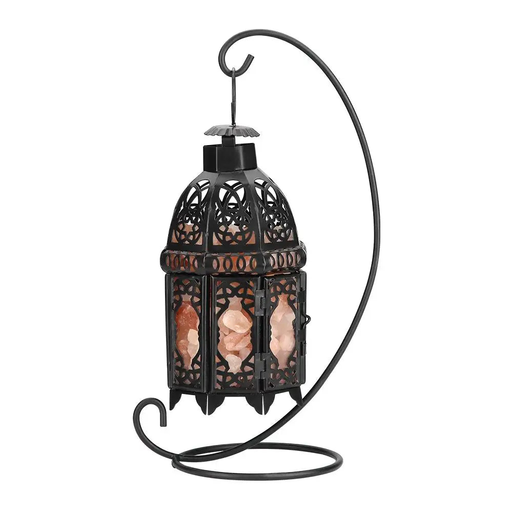 Himalayan Salt Rock Lamp, Dimmable Crystal Salt Lamp DIY Rock Night Light with Vintage Iron Stand, 12.2 x 3.74 inches