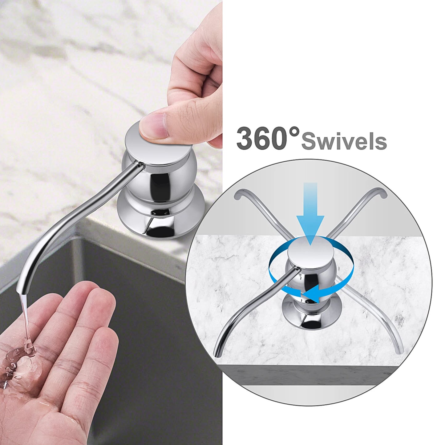 Samodra Liquid Soap Dispenser With bottle Chrome/Nickel Brass Pump Head For Kitchen Sink Soap dispensers Kitchen Accessories