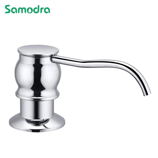 Samodra Liquid Soap Dispenser With bottle Chrome/Nickel Brass Pump Head For Kitchen Sink Soap dispensers Kitchen Accessories